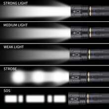 Zoomable Tactical LED Flashlight, High Power USB Rechargeable Handheld Torch, Alonefire Portable Outdoor Light For Camping Hiking Hunting Fishing, Emergency Survival Lighting - Multicolor - View 5