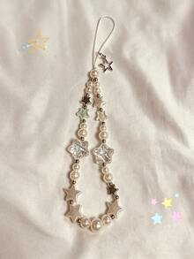 Sweet Pearl & Star Phone Charm, Niche Versatile Strap. Decor For Phone Cases, Bags, CCD Cameras, Keys And Other Daily Items. - Multicolor - View 3