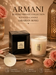 Giorgio Armani Armani 高定私藏香氛蠟燭，阿拉伯玫瑰，居家香氛，精緻裝飾，奢華香氛，細節優雅，適合送禮，精煉燃燒，化妝台裝飾，浴室氛圍 - 阿拉伯玫瑰 - 查看 2