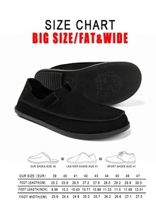 Plus Size Men's Colorblock Suede Loafers, Contrast Color Suede, Unique Minimalist Low-Top Design, Soft Foot Feel, 2 Colors Available - Black - View 2
