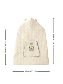 Autumn/Winter Baby Windproof Cape, Infant Carrier & Stroller Universal Fit, Quilted Padded With Warm Hand Pockets, Newborn Outdoor Wind-Blocking Warm Cloak - Champagne - View 2