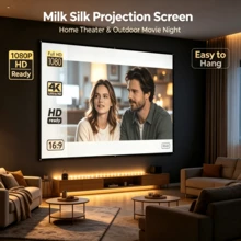 Projector Screen 60", 84", 72", 100", 120", 150", Portable Foldable Projection Screen 16:9 4K 3D Indoor/Outdoor Movie Screen, Suitable For Home Theater, Camping And Entertainment Activities - Milk Silk Style - View 1