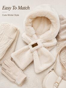1pc Soft Thick Warm Lining Striped Knit Hat With Ear Protection, Foldable Design, Non-Elastic, Hand Washable, Cross Collar Neck Warmer Hat, Comes With Random Decorative Accessories, Fashionable Style Valentine's Day Gift - Multicolor - View 6