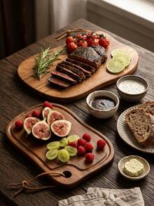 Rosewood Cutting Board, High-Quality Wooden Cutting Board, Cutting Board With Hanging Rope, Chopping Board, Hanging Cutting Board, Cutting Board With Groove For Drainage, Convenient For Daily Use, Suitable For Preparing Fruits, Vegetables, Fish And Meat, Perfect For Restaurant, Picnic, Backyard, Holiday Party And Other Occasions, Kitchen Accessories, Kitchen Supplies, Kitchen Tools, Holiday Gift, Cutting Board, Chopping Board, High-End Texture Suitable For Gifting - View 4