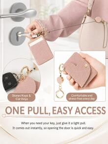 Women's Cute Heart-Shaped Keychain | Mini Keychain Wallet | Fashion Bag Charm & Car Key Holder, Back Card Slot (Also As Bag Accessory) - Multicolor - View 4
