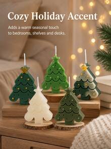 Christmas Tree Shaped Scented Candle, Holiday Christmas Decor Fragrant Candle, Cute Tree-Shaped Candle Ornament, Suitable For Holiday Table, Home Bedroom, Bookshelf Decoration, Creative Christmas Gift - Multi-color - View 3