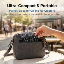 HITOZON Professional Wireless Lavalier Lapel Microphone, Plug-And-Play Omnidirectional Condenser Clip-On Mic, Noise Reduction, Receiver Powers & Charges Phone, Auto Pairing, For Live Streaming, Vlogging, Podcasting, Interviews, Video Recording - Black - View 7