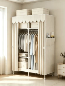 1pc Large‑Capacity Simple Portable Wardrobe‑Equipped With Non‑Woven Fabric Cover, Easy To Install, Space‑Saving, Large Storage Capacity,Stable Structure,Floor‑Standing Clothes Storage Rack,Suitable For Bedrooms,Living Rooms,Dormitories And Apartments - Multiple Specifications - View 5