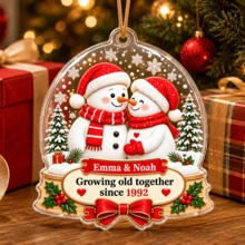 Customized Couple Christmas Ornament, Engravable Name & Date, Personalized Romantic Christmas Tree Decoration, Holiday Style, Customized Together Grow Old Keepsake, Customizable Christmas Ornament, Anniversary Gift, Christmas Gift, Christmas Decoration - Style C - View 4