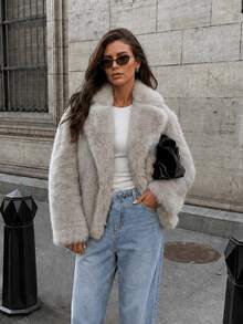 GDDYIN Women's Winter New Fashionable Modern Street Collar Design Gradient Luxury Artificial Fur Coat Vacation - Blackened Tips - View 1
