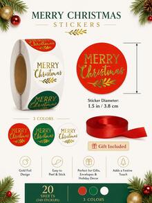 Christmas Stickers Gift Stickers Envelope Stickers Christmas Gold Foil Self-Adhesive Stickers Holiday Decoration Stickers Labels Christmas Decorative Stickers For Gift Wrapping Holiday Cards Envelope Sealing Cute Gold Foil Design - Multicolor - View 7