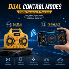 1:64 Desktop Mini Alloy Remote Control Bulldozer, 2.4G Wireless Phone APP Control With Lights, Rechargeable Realistic Engineering Model, Fun Desktop Toy Gift For Boys And Girls, Portable RC Toy Car, Ideal Children's Game Gift Toy - Multicolor - View 2