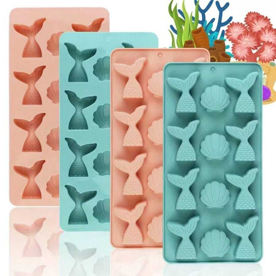 Cetakan Silikon Ekor Putri Duyung, Cocok untuk Cokelat, Fondant, Dekorasi Kue, Topper Cupcake, Resin, Sabun, Permen, dan Pembuatan Bunga Gula. - MultiWarna - View 1