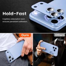 CASECOPS HD 相機螢幕鋼化玻璃保護貼，相容 iPhone 18 Pro Max/18 Pro，9H 硬度，霧面金屬質感，超薄玻璃，附鑽飾裝飾，防刮耐磨，易安裝，抗眩光，3D 立體，全螢幕相機保護，相容手機殼 - 淺藍色 - 查看 7