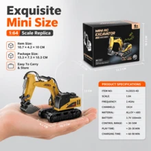 Small Realistic Remote Control Mini Alloy Excavator, 1:64 Mini Alloy Remote Control Excavator, 2.4G APP Controllable Children's Desktop Engineering Vehicle Remote Control Toy, Rechargeable Realistic Excavator Model Children's Desktop Interactive Engineering Toy Car, Portable, Suitable For Boys And Girls Remote Control Toy Car, Ideal Game Gift Toy For Kids. Boys Toys Remote Control Car Toy Car - Multicolor - View 6