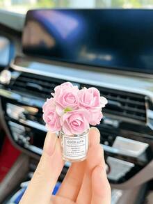 Exquisite Craftsmanship Mini Rose Car Interior Ornament - Pink Rose Car Dashboard Decoration - A - View 2