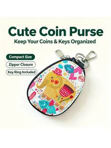 Women Cute Cartoon Key Pouch, Korean Simple Style Compact Mini Large‑Capacity Key Case For Car & Home Keys - Multicolor - View 2