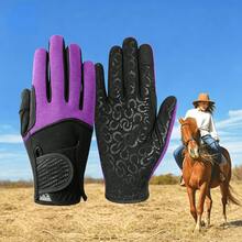 1 par de guantes de equitación profesionales de alta calidad unisex, antideslizantes y transpirables, adecuados para entrenamiento y competición, diseño táctil, equipo de equitación duradero, guantes de golf de alto agarre, adecuados para todas las estaciones, equipo de equitación profesional diario, diseño de malla transpirable, adecuados para uso prolongado sin sudar - Ver 2