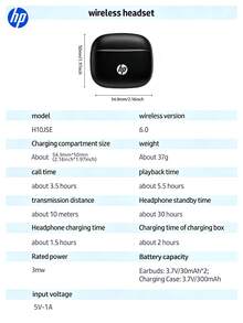 Back To School Gift--HP H10JSE Wireless Bluetooth Earbuds, Compatible With Apple, Android And Other Devices, Wireless Earbuds (Includes Charging Case With Brown Storage Bag), Bluetooth 5.4, IPX4 Waterproof, 30 Hours Battery Life, Built-In Microphone - View 11