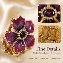 1pc Vintage Purple Flower Rhinestone Hair Clip, Elegant French Style Hair Accessory For Women, Sweet Elegant For Banquet, Date, Wedding And Daily Styling - Multicolor - View 4