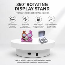 20cm (7.8in) Electric Rotating Display Stand (USB Cable Required), Adjustable Direction, Product Display Base, Rotating Base, Photography, Live Streaming, Jewelry, Figurines, Crystal Glass Jewelry Art Gifts | Matte Surface | USB Powered - White - View 2