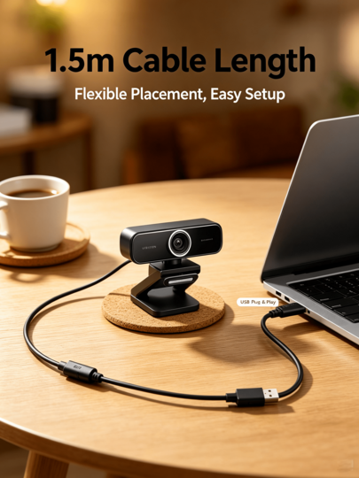 UGREEN HD Camera 2MP 1080P-CM925/1.5m Cable Fixed Focus Video Calling Remote Chat
