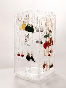 Rotating Earring Storage Rack, Multi-Sided Jewelry Display Stand With Hanging Slots And Base Tray, Large Capacity Earring, Necklace, Bracelet Organizer, Suitable For Stud Earrings, Dangle Earrings And Various Small Accessories, Vanity Storage - Multicolor - View 12