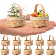 Mini Picnic Basket With Handle, Small Woven Wooden Berry Strawberry Basket With Handle, Bulk For Wedding Party Favors, Farmhouse Decor, Shelf Baskets, Miniature Scene Props, Party Candy Storage Baskets, DIY Decoration, Holiday Gift Small Containers - Multicolor - View 10