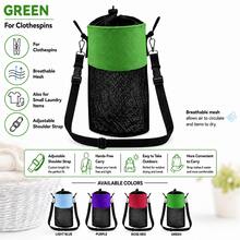 1-2pcs Mesh Clothespin Bag With Drawstring Closure, Hanging Clothes Peg Holder With Strap And Metal Hooks, Wide Mouth Laundry Storage Organizer - Multicolor - View 21