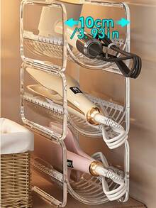 Clear Bow Acrylic Hair Tool Storage Rack, Desktop Organizer For Curling Wand, Flat Iron, Hair Straightener Brush, Bathroom Vanity Counter Storage Holder Box For Hair Styling Appliances - Multicolor - View 4