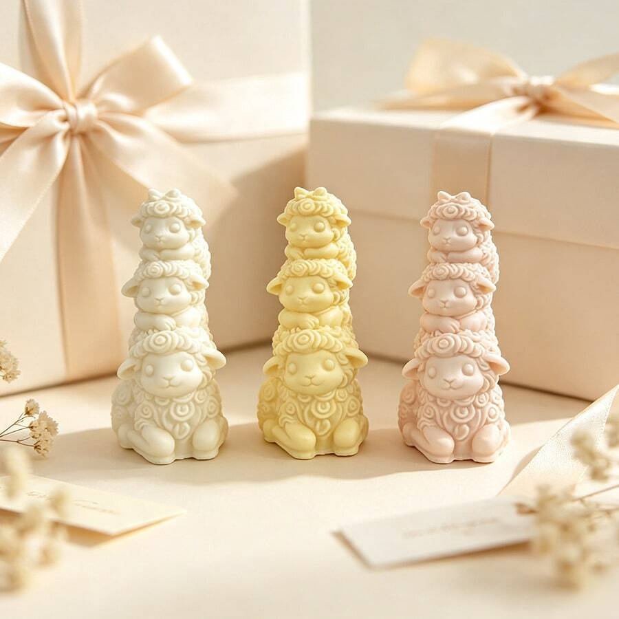 3-Layer Sheep Shaped Silicone Mold For Aromatherapy Candle, DIY Handmade Plaster Desktop Decor Ornament Mold - D725 Three-tier Sample Mold - View 1