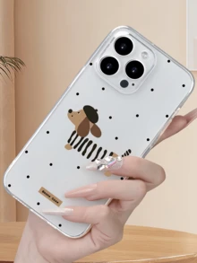 1pc Transparent Polka Dot Sausage Dog Personalized Minimalist Anti-Drop Soft TPU Fashion Phone Case Full Coverage Anti-Fouling Protective Shell Compatible With Apple 18 17 16 15 14 13 12 11 Pro Max Air And Series - Multicolor - View 4