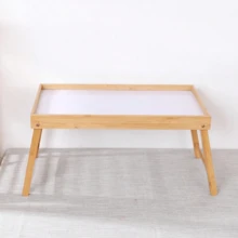 Solid Bamboo Folding Bed Table, Simple Home Breakfast Table, Foldable Laptop Table, Bamboo Folding Computer Table, Bed Study Table, Home Office Breakfast Table, Portable Breakfast Table, Suitable For Multiple Scenarios. - Maple - View 1