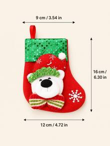1pc Christmas Stocking, Hanging Gift And Candy Bag, Santa Claus Snowman Reindeer Bear Designs, For Home Decor Lovers, Fireplace Mantel And Christmas Tree Decoration, Holiday Party Favor, Festive Gift Wrap - Multicolor - View 6