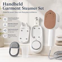 Portable All-In-One Handheld Steam Garment Steamer Set, 1200W Power Fast Steam Output, With Compact Desktop Storage Base, Wall Mount Bracket, Precision Measuring Cup And Dual-Function Brush Head, Suitable For Clothing De-Wrinkling, Fabric Care And Fiber Cleaning - EU F Type Plug(220-240V) - View 3