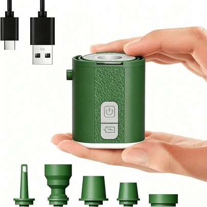 Mini Air Pump Rechargeable Portable Electric Inflator And Deflator With Built-In LED Light For Camping Sleeping Pads Pool Floats And Outdoor Use, Portable Air Pump, Camping Gadget