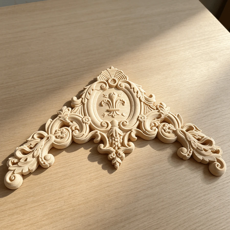 1pc Wooden Carved Decorative Applique, Corner Floral, Home Decor, Suitable For Cabinets, Doors, Furniture, Accent Walls, Entryways, Offices, Holiday Decor, DIY - Multicolor - View 1