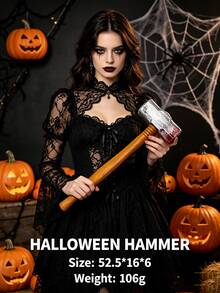 1PC Halloween Costume Prop Fake Manual Tools Hammer Wrench Crowbar Pipe, Blood Stains Are Manually Sprayed, May Slightly Differ From The Image, Please Do Not Purchase If You Mind - Multicolor - View 4