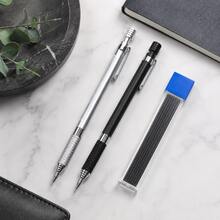 14pcs Automatic Pencil Set, Includes 2 Black And White Automatic Pencils, 1 Tube Of 12 Replacement Leads, 0.5mm/0.7mm Thick, Embossed Handle, Smooth Writing And Drawing Stationery Tool - Sets - View 7