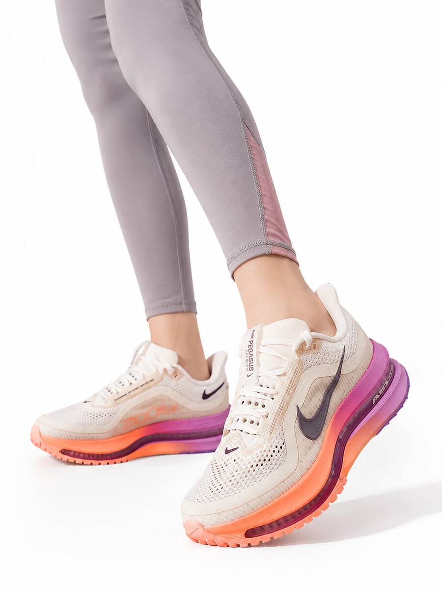 Nike Pegasus Premium Women's New Athletic Full-Length Air Cushion Running Shoes - Pink-white/Orange-purple - View 1