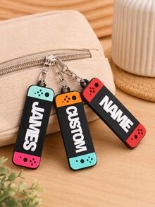 Customized Game Console Name Keychain, Personalized Letter Key Chain, Gamer Style Bag Charm, Customized Keychain, Customizable Name Gamer Gift - Multicolor - View 6
