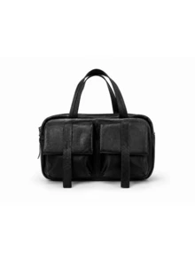 Dedoo Women PU Leather Boston Handbag,MultiFront Pockets,Double HandlesZipper Closure,Medium‑Capacity Minimalist Retro Purse For Work Travel Daily Commute - Black - View 3