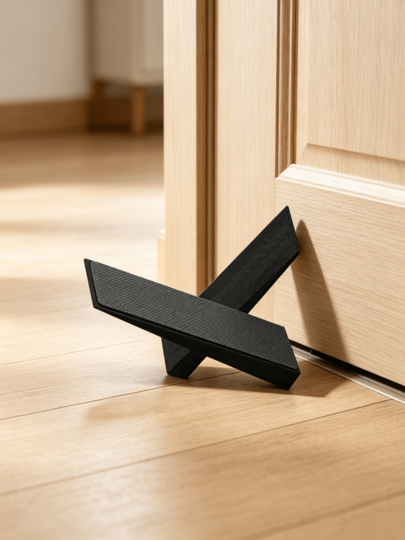Bamboo Door Stopper, 2-Pack, No-Drill Door Stopper, Non-Slip Wedge Door Stopper