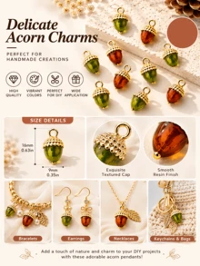 3-50pcs Vintage Autumn Style Handmade Resin 3D Pine Cone, Pumpkin, Mushroom, Chestnut Pendants For DIY Necklace, Bracelet, Earring Materials, Charming Jewelry Accessories To Create Your Own Autumn Style - Multicolor - View 3