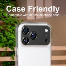 CASECOPS 1件相機鏡頭螢幕保護貼，相容 iPhone 17 Pro Max/17 Pro，黑色，不易碎，強吸附，適用於手機殼，金屬強化玻璃後置相機螢幕保護貼 - 黑色 - 查看 7