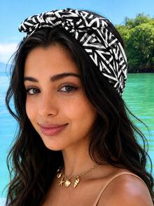 1/4pcs Bohemian Print Plaid Headband With Bow Knot Rabbit Ears For Sports Yoga - Multicolor - View 6