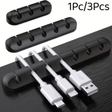 1Pc/3Pcs Cable Management Clips, Self-Adhesive Cable Organizer Clips For Desktop USB Charging Cables, Bedside Power Cords, Mouse Cables, PC Office Home Use - Multicolor - View 2