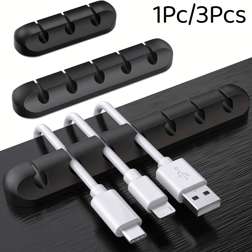 1Pc/3Pcs Cable Management Clips, Self-Adhesive Cable Organizer Clips For Desktop USB Charging Cables, Bedside Power Cords, Mouse Cables, PC Office Home Use