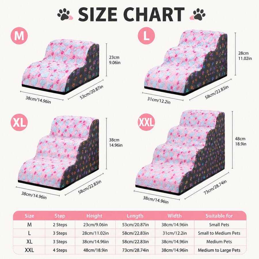 1pc Cartoon Pet Stairs, High Elasticity Foam Dog Steps 2/3/4 Levels, Pet Ramp, Suitable For Small Dogs And Cats, Non-Slip And Washable, Pet Climbing Stairs, Sofa Bed Climbing Support, For Elderly And Disabled Pets, Pet Stairs Furniture Protection Pad