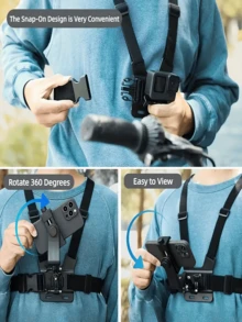 Outdoor Sports Camera Chest Strap, Universal Adjustable Chest Support, POV Perspective Chest Mount, Phone Live Streaming Chest Support, Body Fixing Device With Backplate, Dual Locking Design And Safety Buckle. Suitable For Cycling, Kayaking, Running, Video Live Streaming, Extreme Sports Camera Mounting, First-Person Perspective Cycling Shooting Accessory, Easy Installation, Perfect Gift For Cycling Photography Enthusiasts, Extreme Sports Phone Mount - Black - View 9